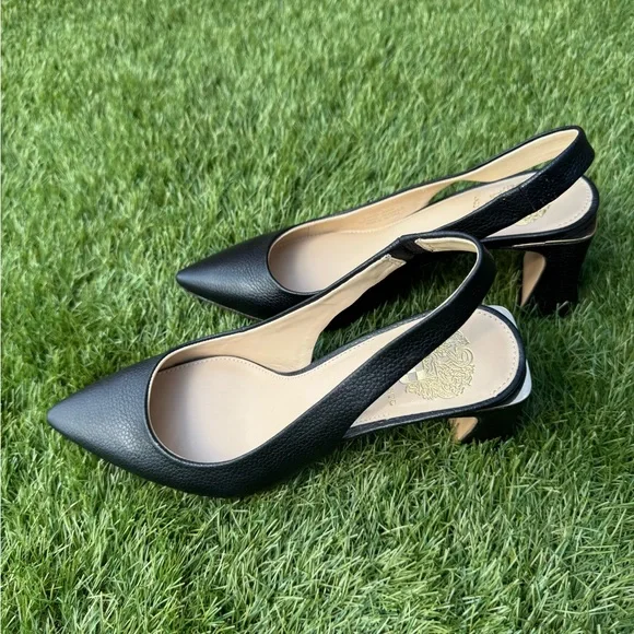 Vince Camuto Hamden Slingback Pump 7M / 37.5 Black Leather - Picture 12 of 16